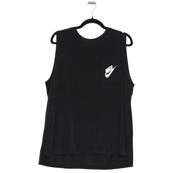 Nike Black Logo Muscle Tee Tank Top w Pocket Large - Picture 1 of 4